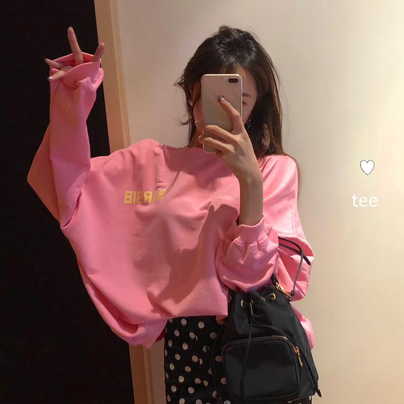 2018秋裝新款韓版上衣復古chic印花寬松小清新學生百搭氣質衛衣女