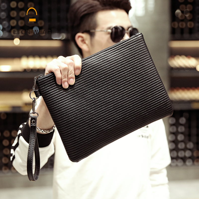 韓版男士新款手抓包潮流時尚文件手拿包休閑商務文件包iPad包