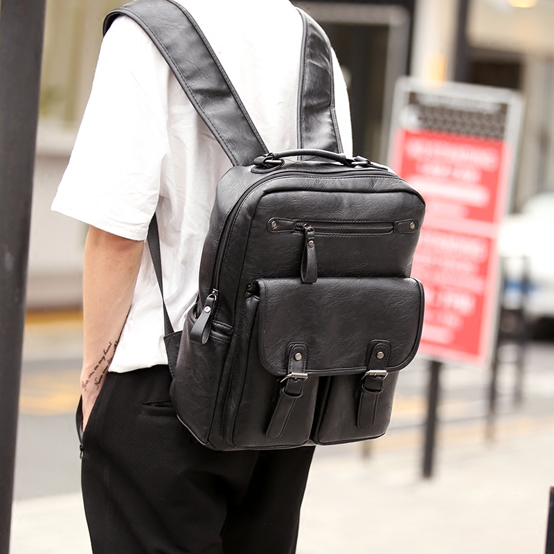 雙肩包男士韓版潮休閑背包男包包電腦包大中學生書包時尚旅行包